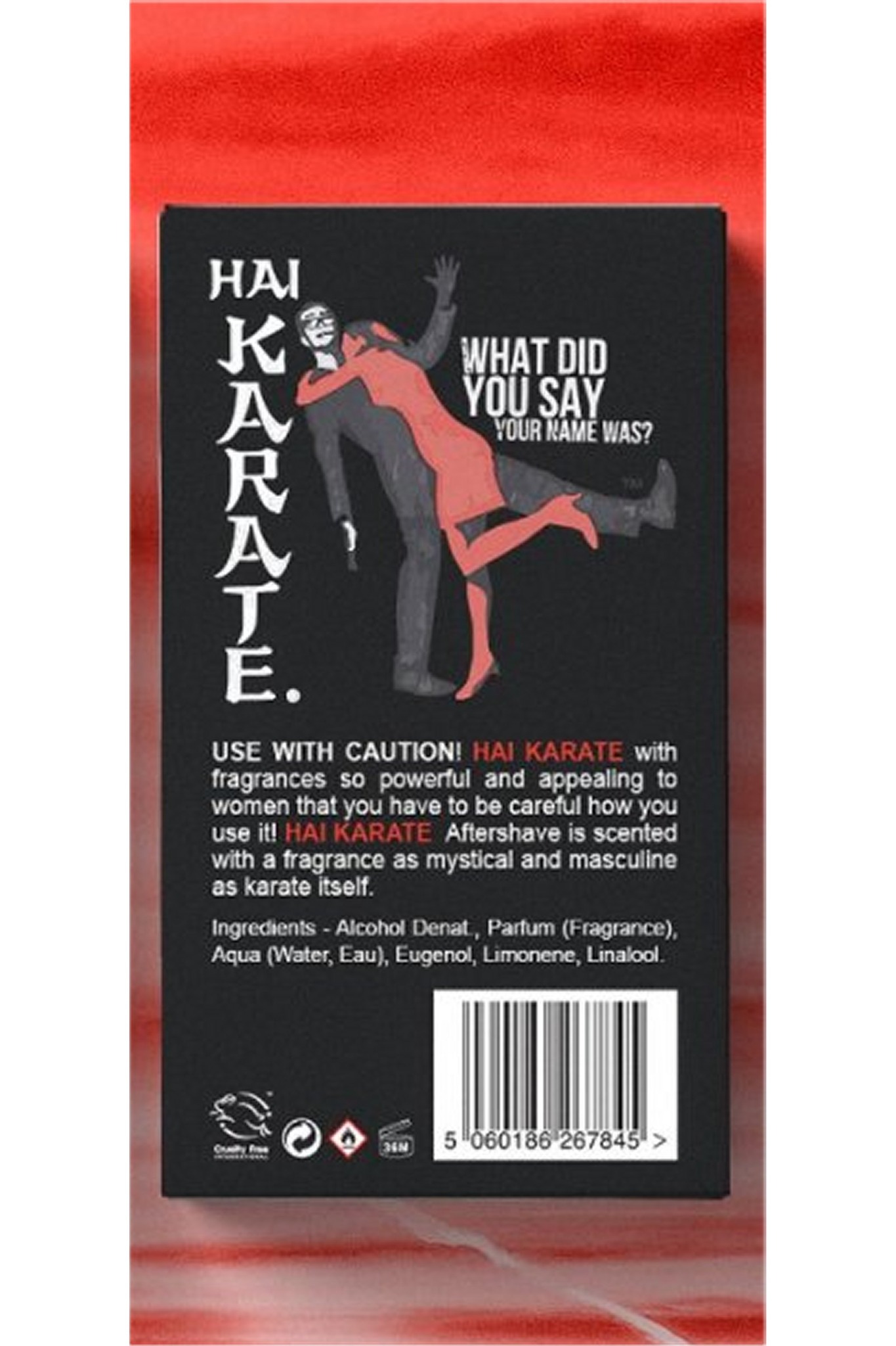 Hai Karate back of box showing ingredients and barcode